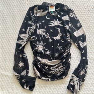 FARM Rio Black and White Celestial Print Women's Top